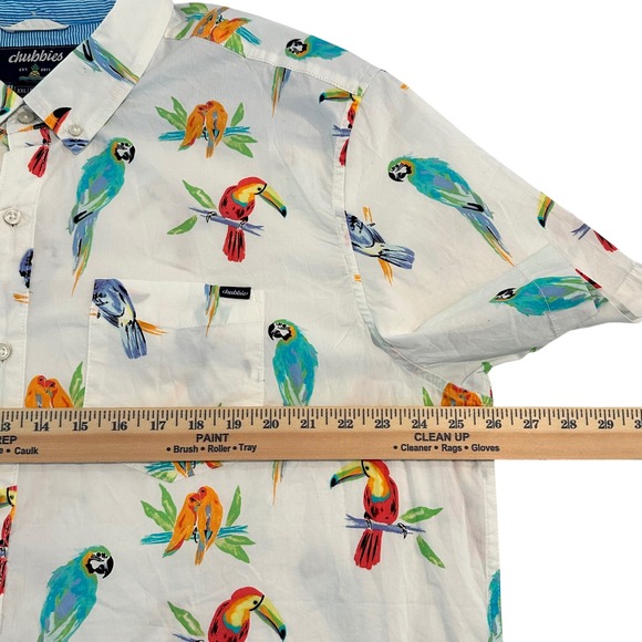 Chubbies XXL Dude Where's Macaw Bird Tropical Short Sleeve Button Down Shirt - Picture 9 of 13